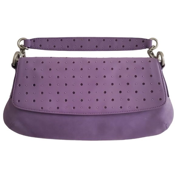 Ann Taylor Leather, Suede, & Brushed Silver Shoulder HandbagNWOTLavender